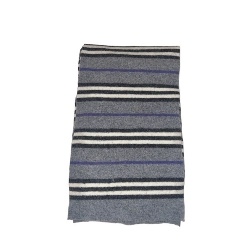 Burberry Men’s 100% Lambswool Extra Long Grey Black White Striped Scarf‎ - Picture 3 of 3